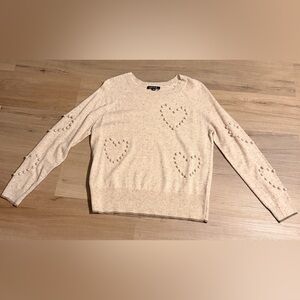 CHARLIE B Cream Heart Pattern Sweater women’s Size M